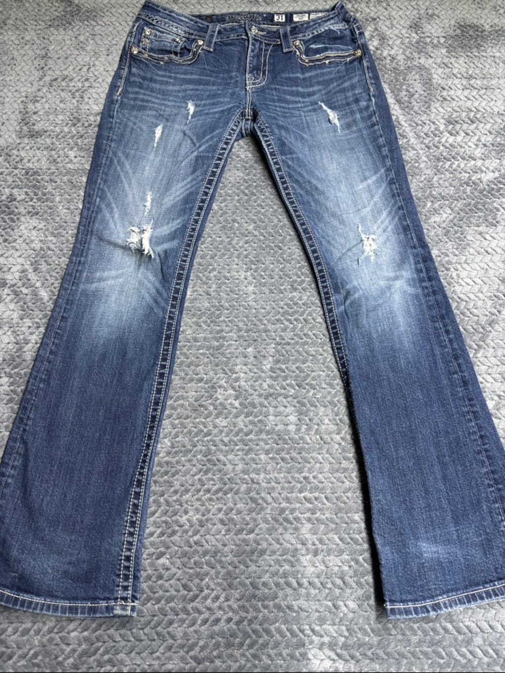 Miss Me Distressed Blue Flare Jeans